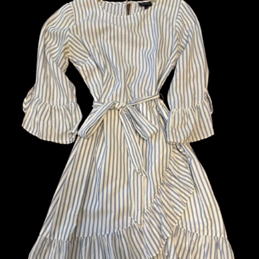 Who What Wear White & Blue Stripped Mini Dress (Size Small)